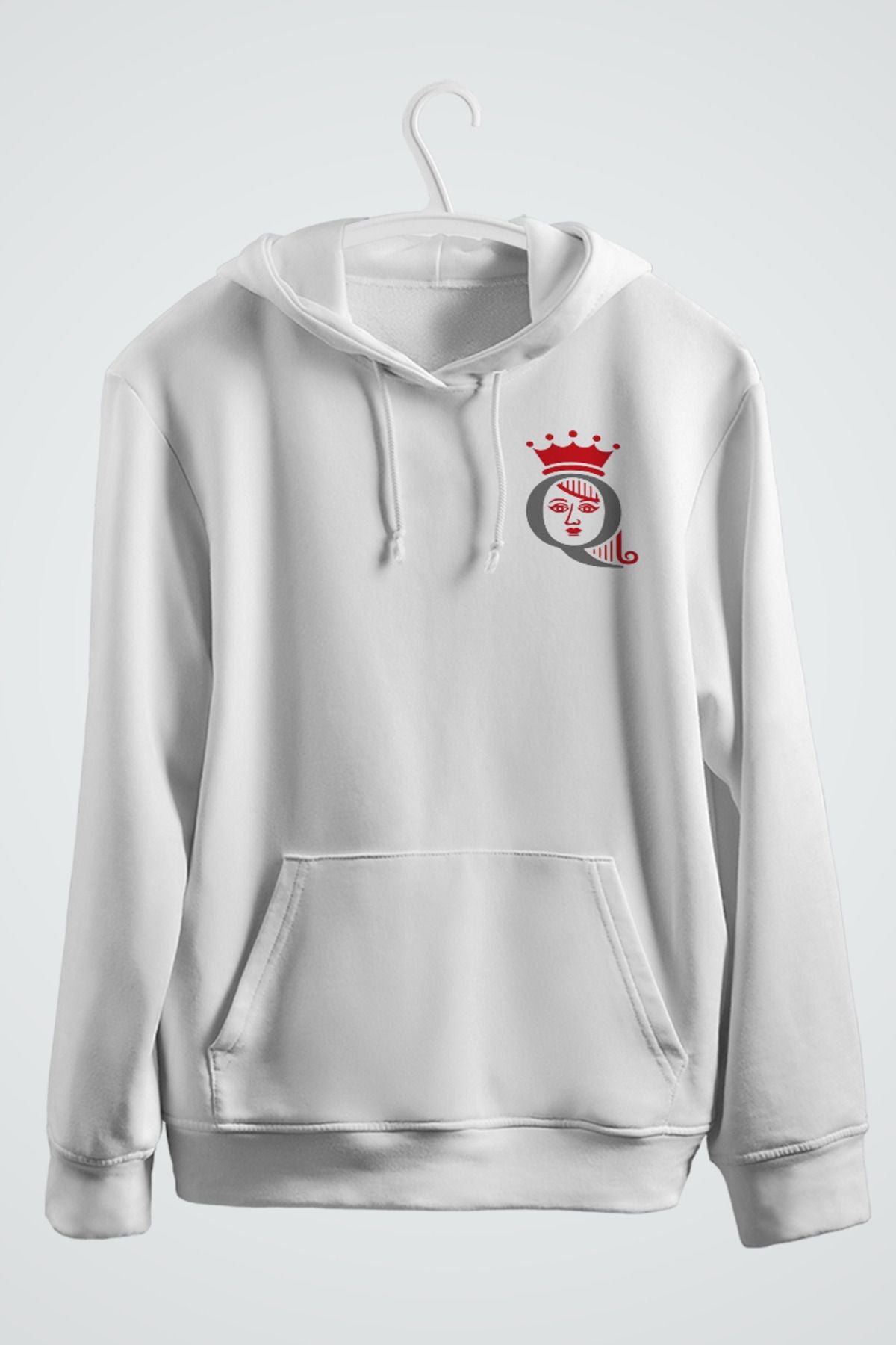 İskambil Kral ve Kraliçe Çift Baskılı Kapşonlu Sweatshirt