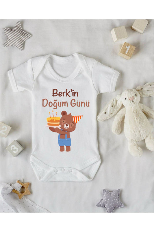 Doğum Günü İçin Özel Baskılı Bebek Zıbını