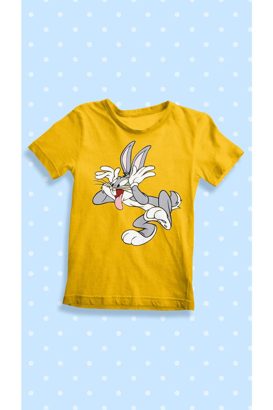 Looney Tunes Bugs Bunny Baskılı Sarı Unisex Çocuk Tişört