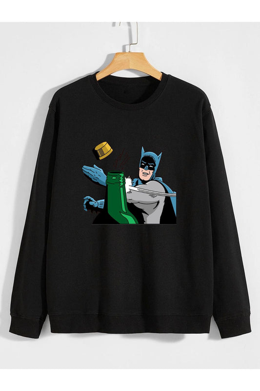 batman baskılı 0 yaka (bisiklet yaka) sweatshirt
