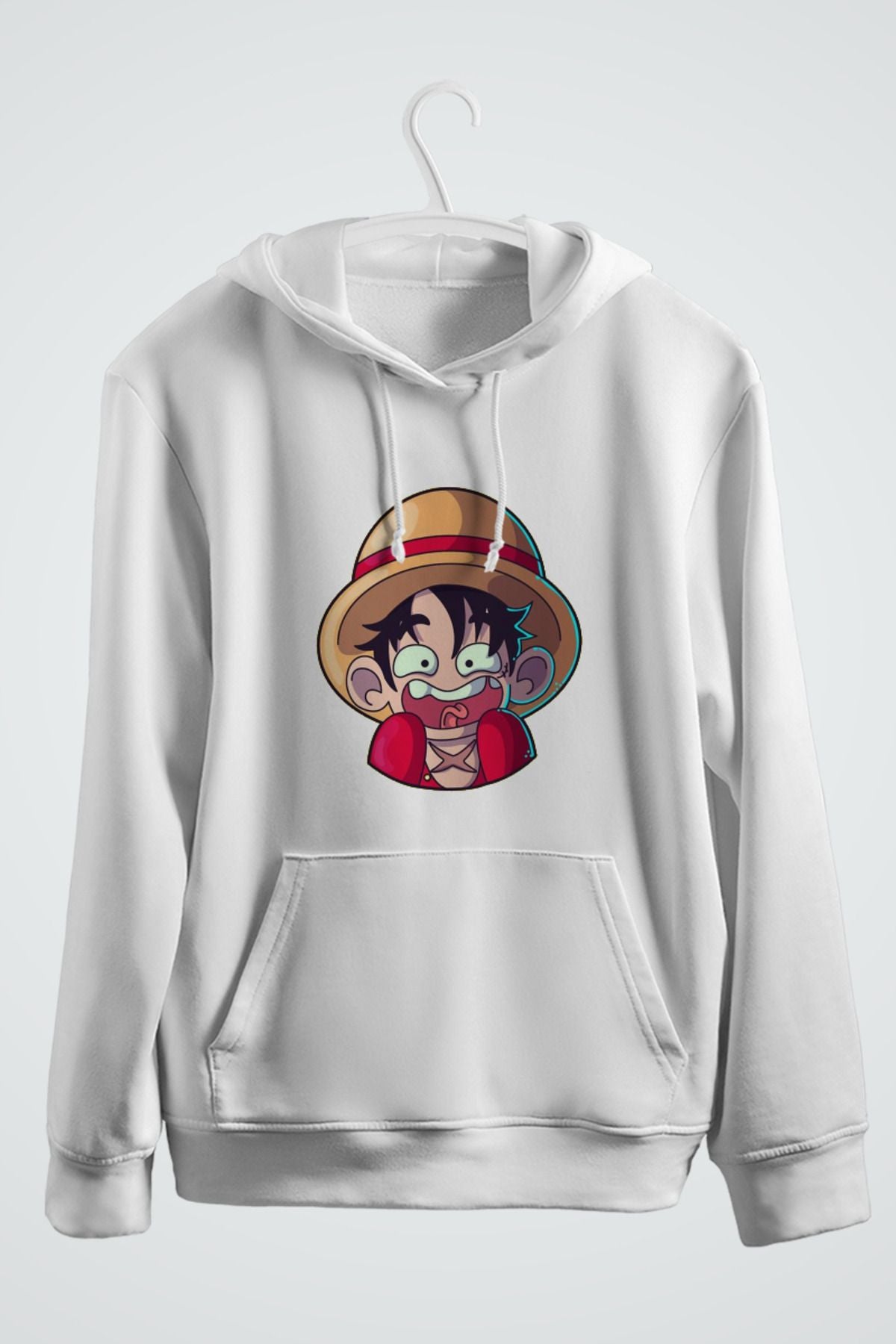 Monkey D. Luffy anime baskılı kapşonlu sweatshirt