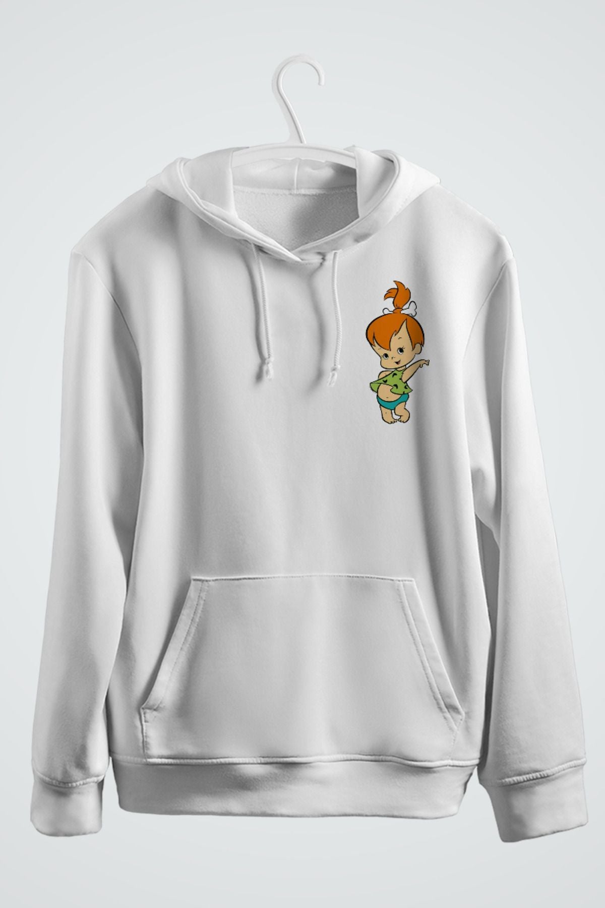 Taş Devri BAM BAM ve ÇAKIL Baskılı Çift Sevgililer Günü Kapşonlu Sweatshirt