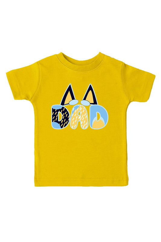 Dad-Baba Kedi Baskılı Sarı Unisex Çocuk Tişört