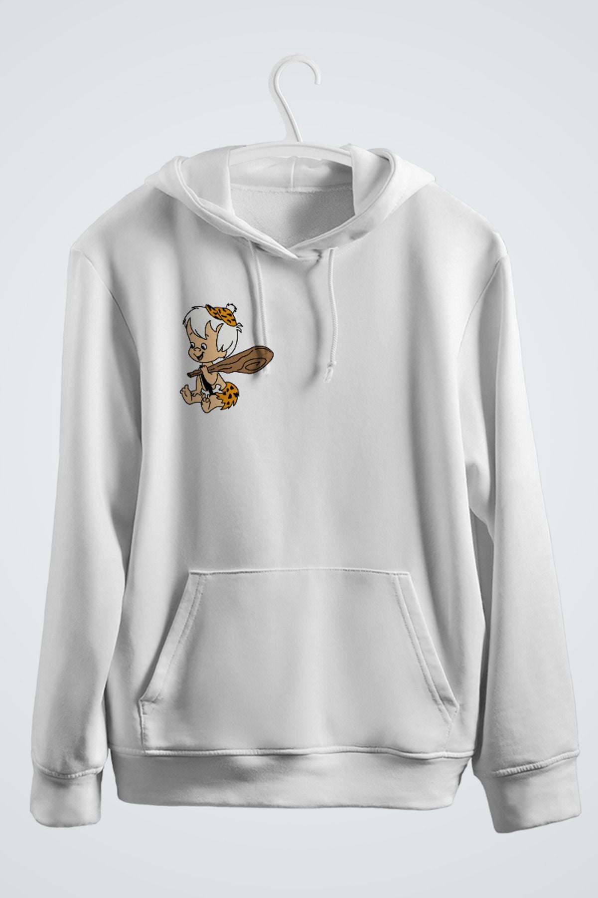 Taş Devri BAM BAM ve ÇAKIL Baskılı Çift Sevgililer Günü Kapşonlu Sweatshirt
