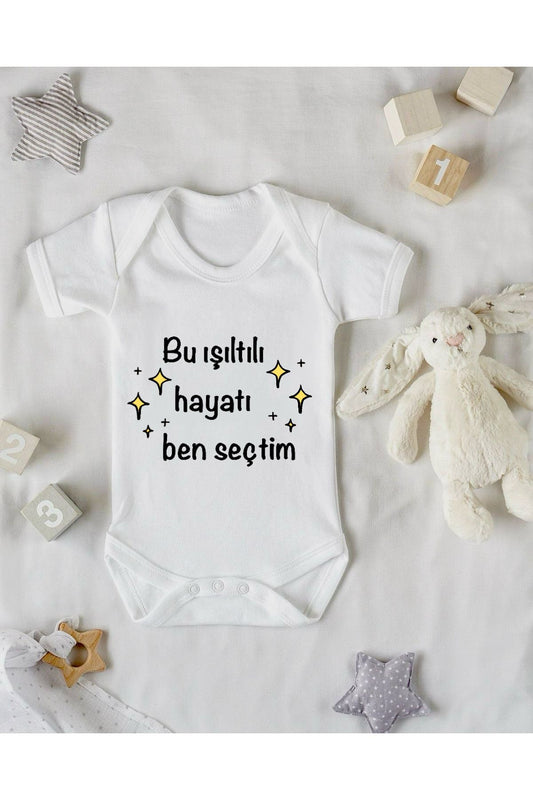 Işıltılı Hayat Tasarımlı Baskılı Bebek Zıbını