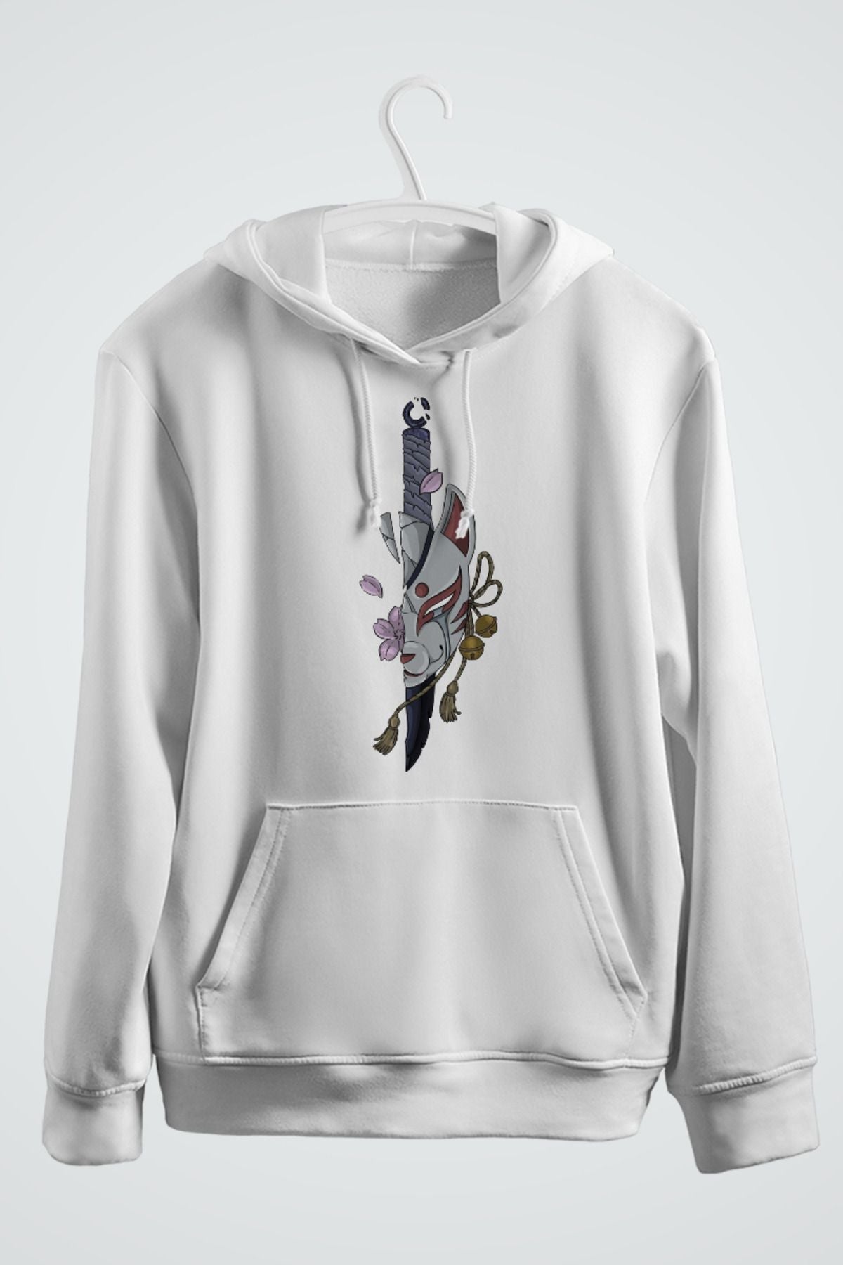 anime baskılı kağşonlu sweatshirt