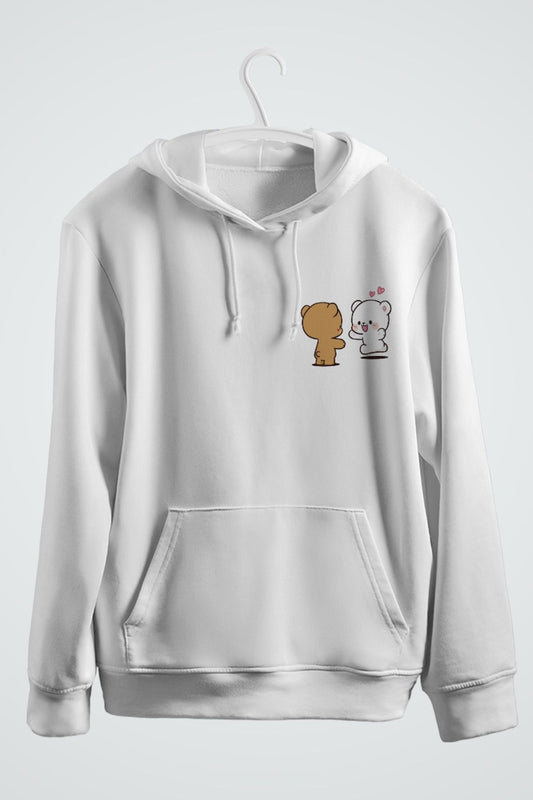 Ayıcık Çift Baskılı Kapşonlu Sweatshirt