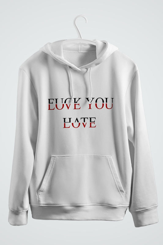 sevgi ve nefret baskılı kapüşonlu sweatshirt
