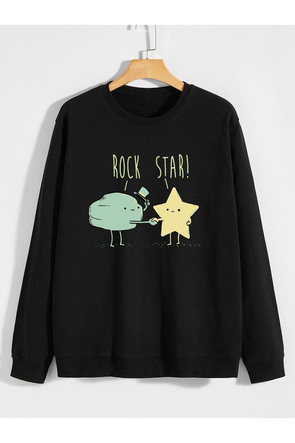 esprili komik baskılı 0 yaka (bisiklet yaka) sweatshirt