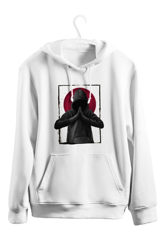 Man Praying In A Hood Baskılı Kapşonlu Sweatshirt