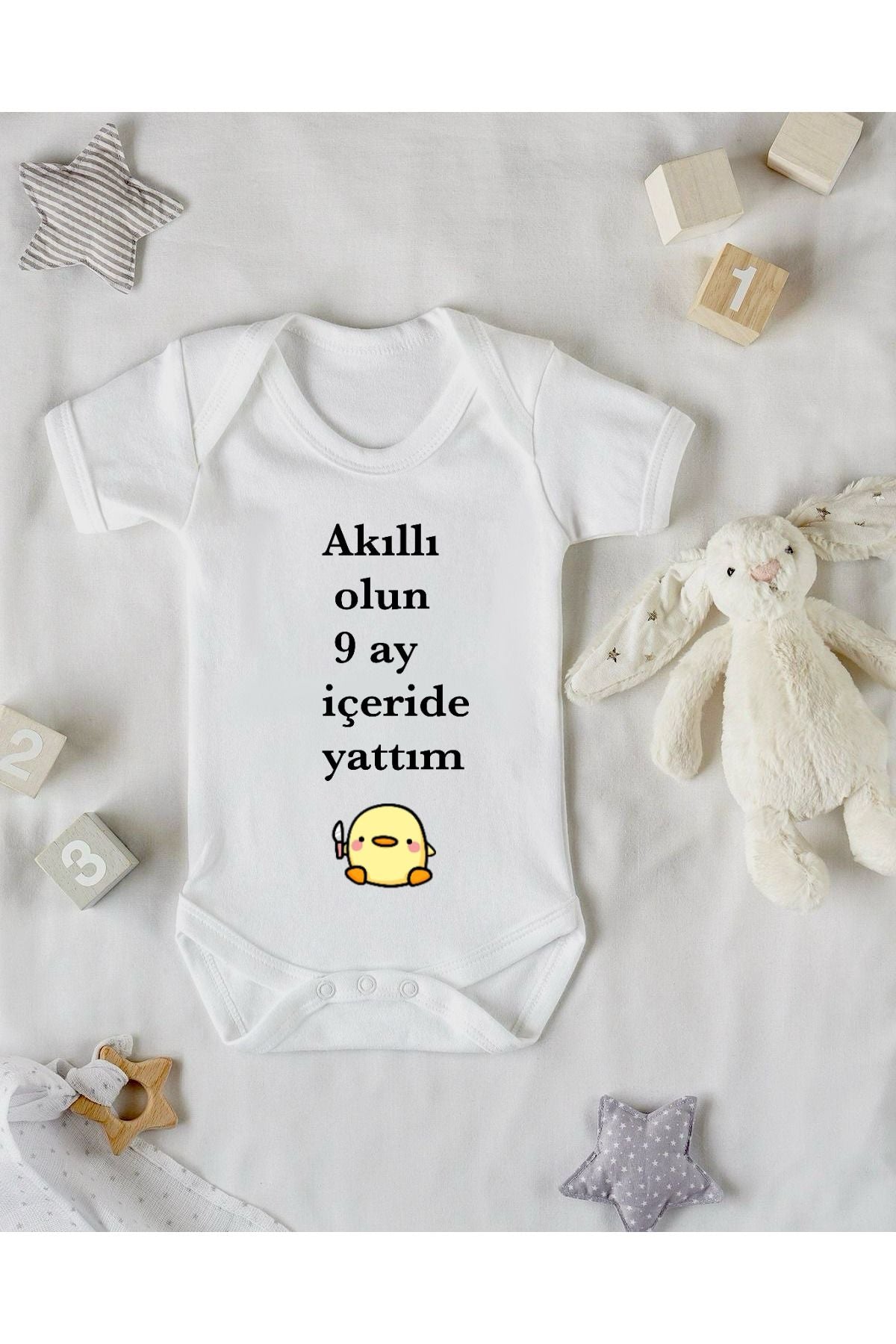 İçeriden Çıktım Baskılı Komik Bebek Zıbını