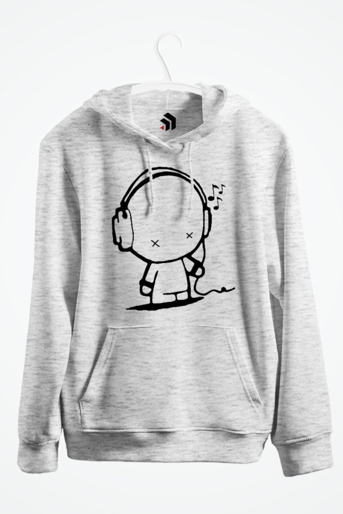 Music Man Baskılı Kapşonlu Sweatshirt