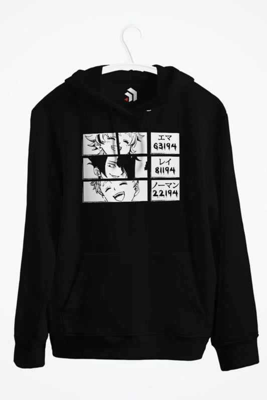 The Promised Neverland Emma Ray And Norman Anime Baskılı Kapşonlu Sweatshirt