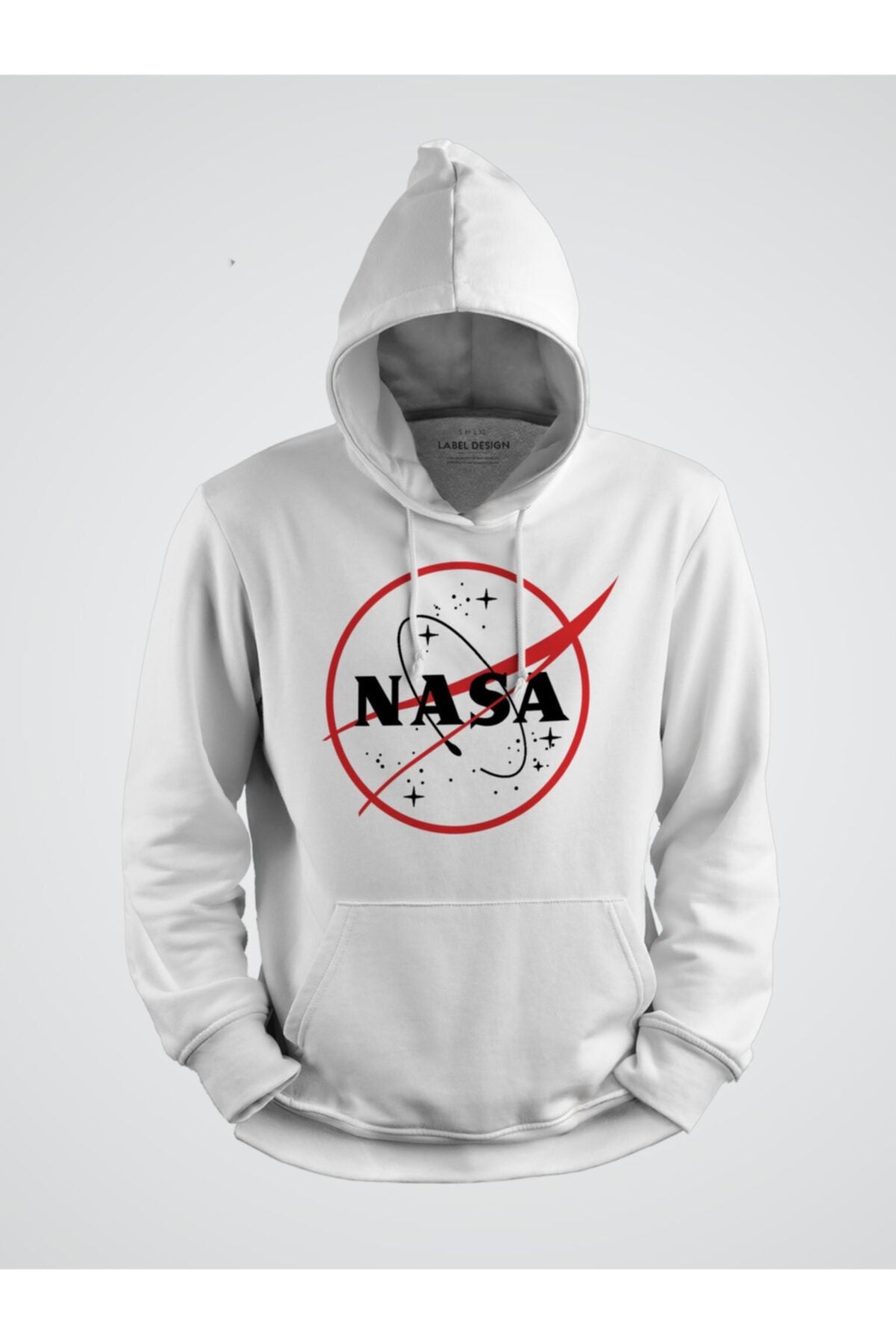 Nasa Kırmızı Logo Baskılı Kapşonlu Sweat