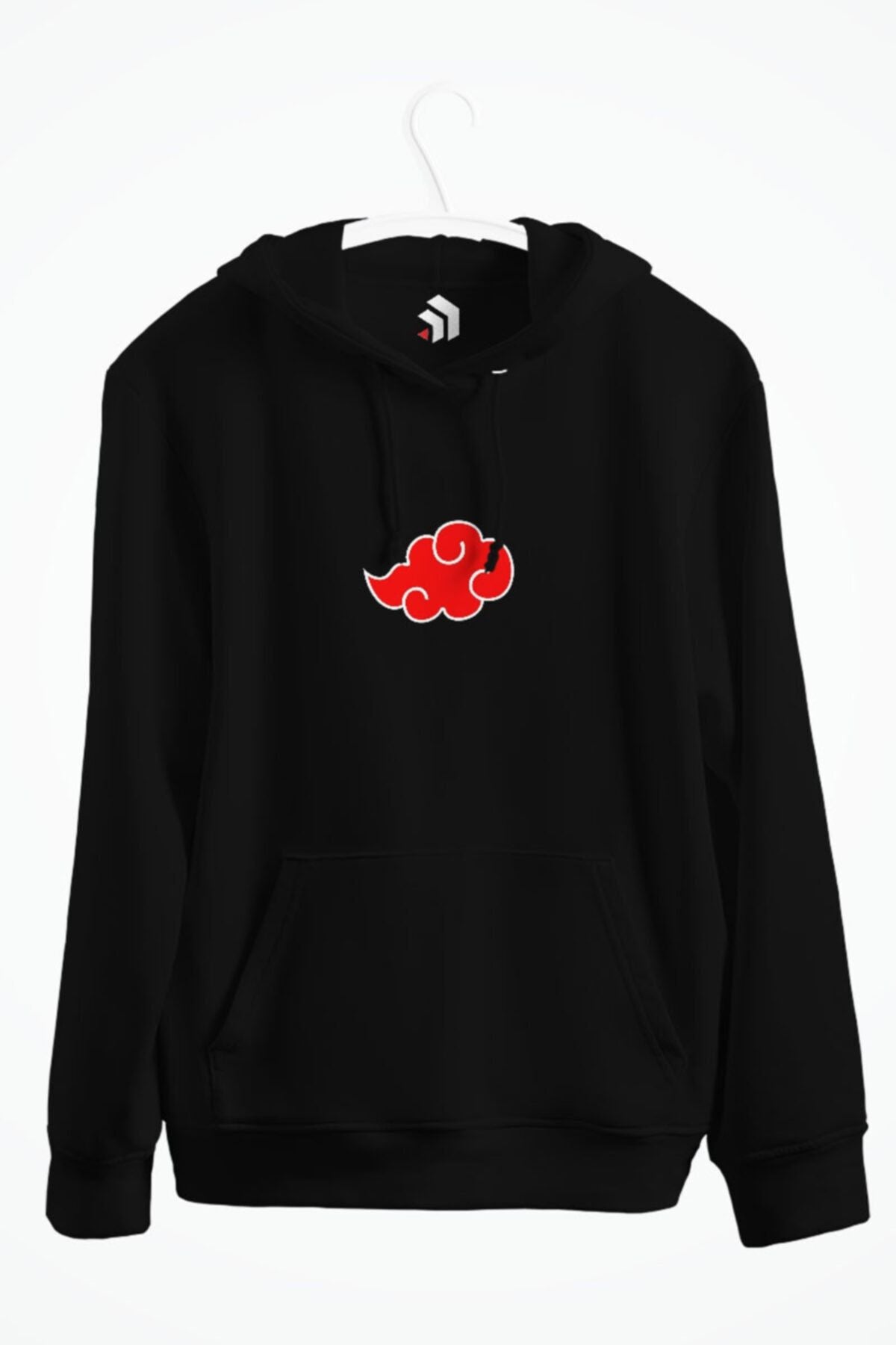 Naruto Akatsuki Sembol Çift Taraflı Baskılı Kapşonlu Sweatshirt