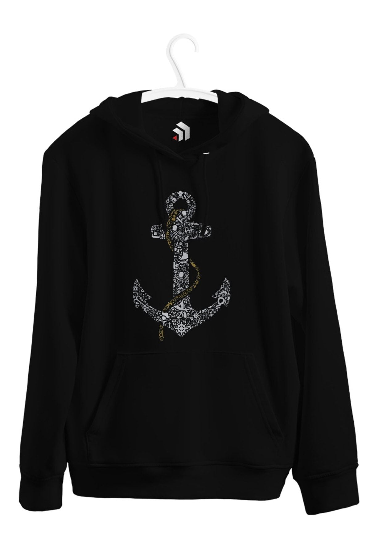 Anchor Away Baskılı Unisex Kapşonlu