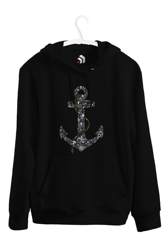 Anchor Away Baskılı Unisex Kapşonlu