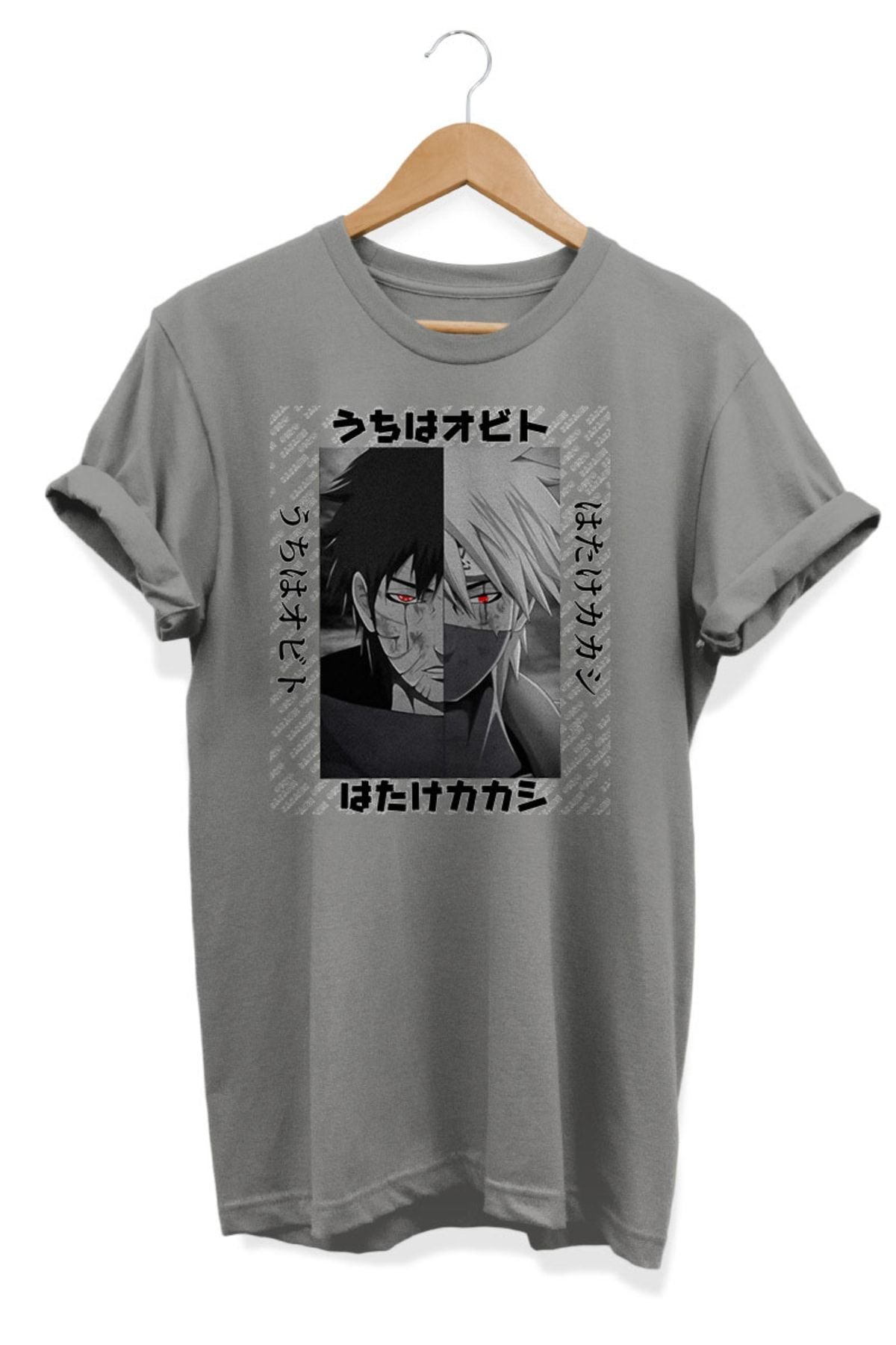 Uchiha Obito Hatake Kakashi Naruto Anime Baskılı Oversize Tişört
