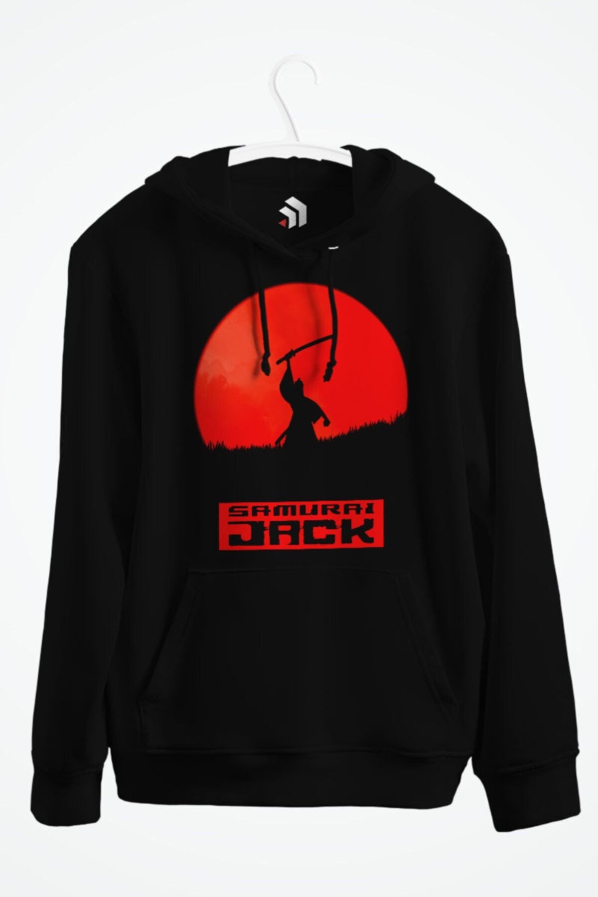 Samurai Jack Anime Baskılı Kapşonlu Sweatshirt