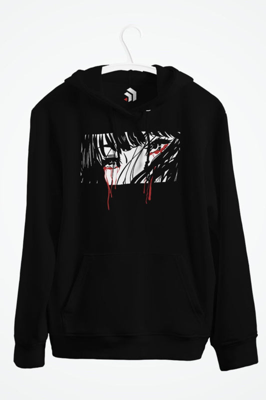 Crying Girl Anime Baskılı Kapüşonlu Sweatshirt