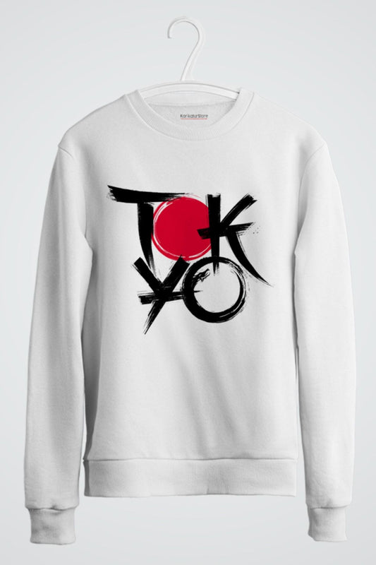 Tokyo Anime Baskılı Gri Sweatshirt