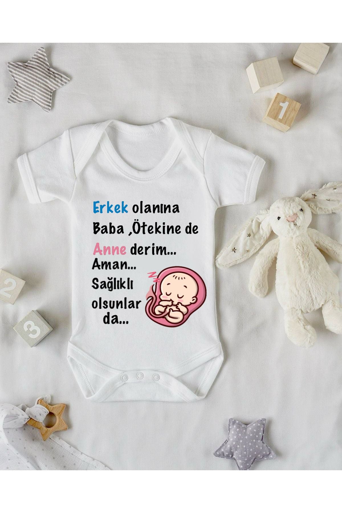 Sağlıklı Olsun Yeter Baskılı Bebek Zıbını