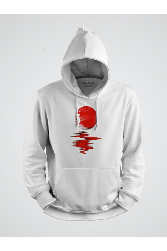 Dolunayın Yansıması Baskılı Kapşonlu Sweat
