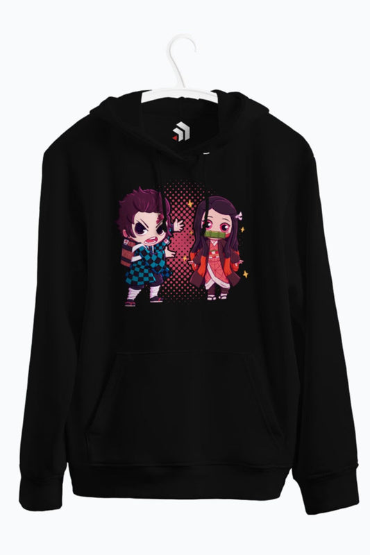 Tanjiro And Nezuko Anime Baskılı Kapşonlu Sweatshirt