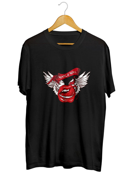 Rock N Roll Winged Lips Unisex Tişört