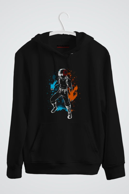 Shoto Fire And Ice Anime Baskılı Kapüşonlu Sweat
