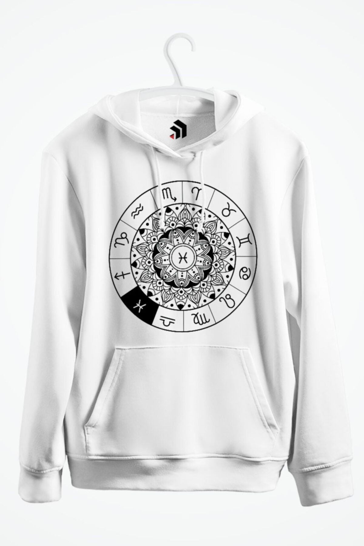 Pisces - Balık Burcu Baskılı Kapşonlu Sweatshirt