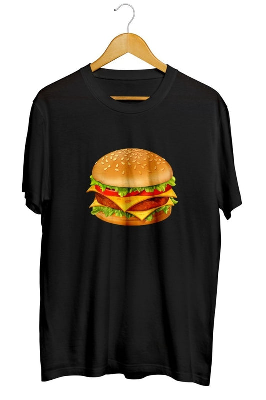 Hamburger Baskılı Unisex Tişört