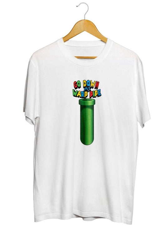 Mario Go Down My Warp Pipe Nostalji Baskılı Unisex Tişört