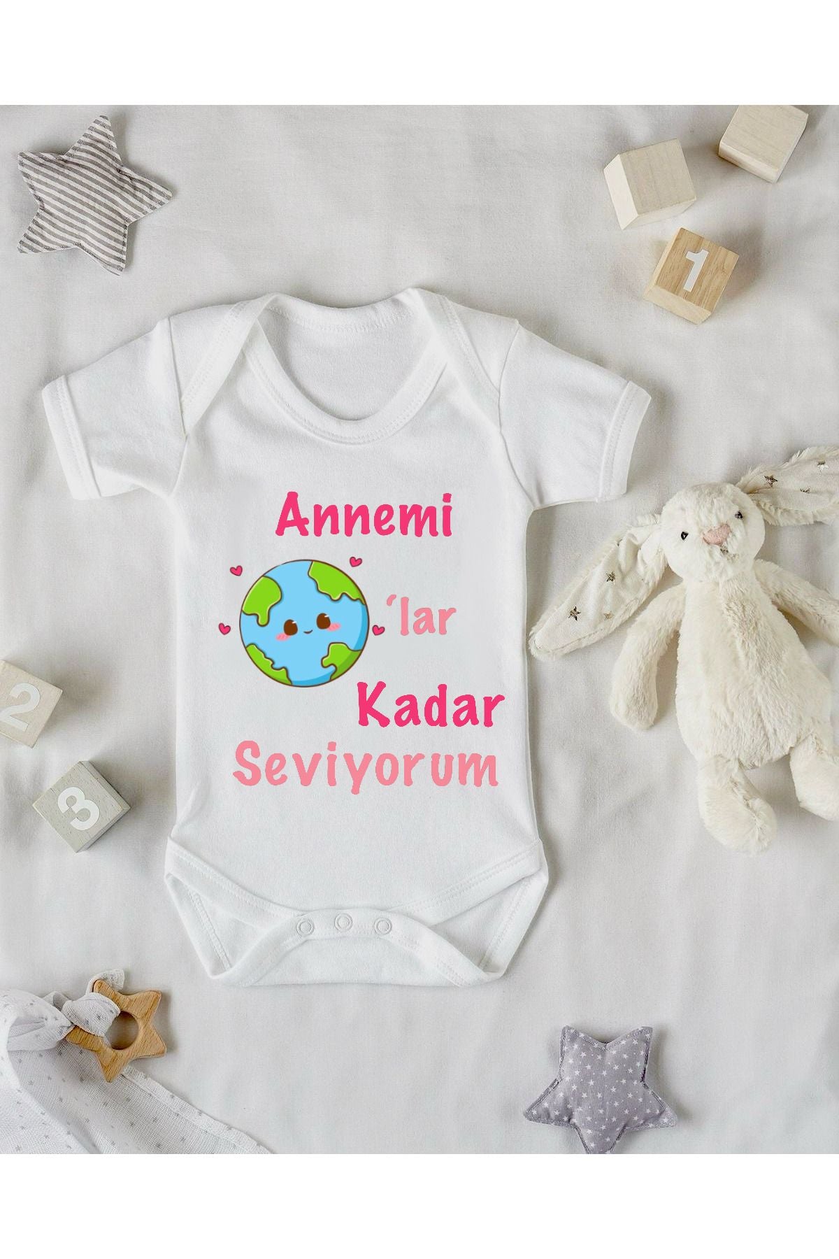Annemi Seviyorum Baskılı Bebek Zıbını