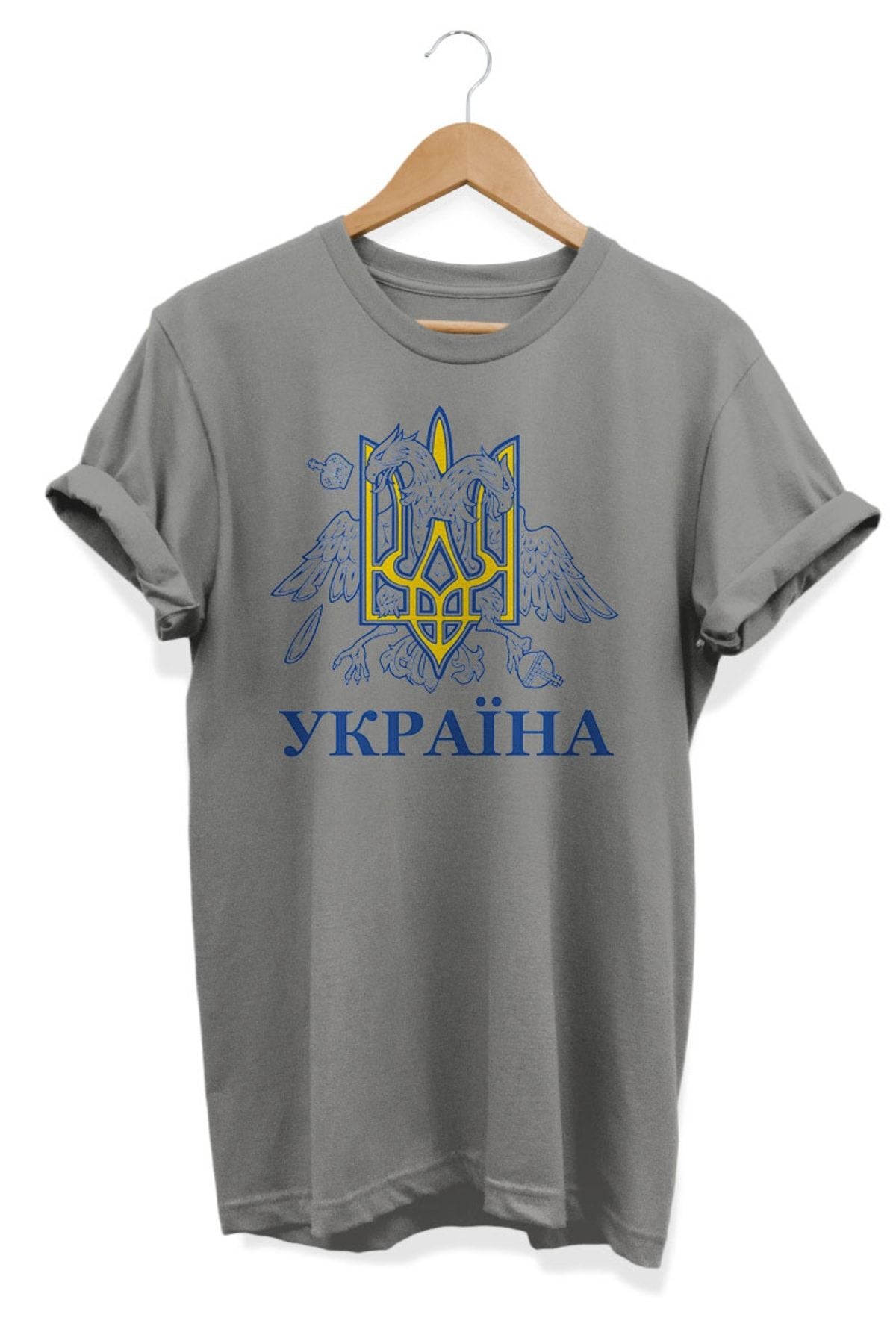 Ukrayna Arması Baskılı Oversize Tişört