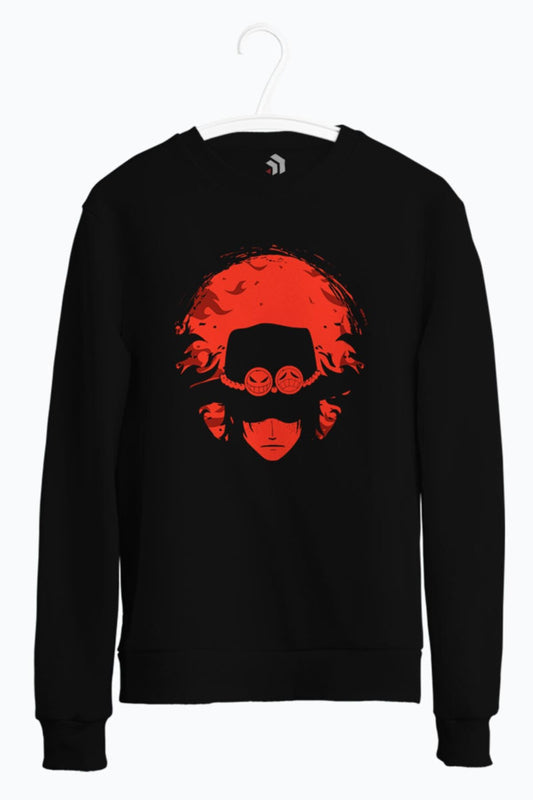 Fire Fist Ace Anime Baskılı Kapüşonlu Sweatshirt