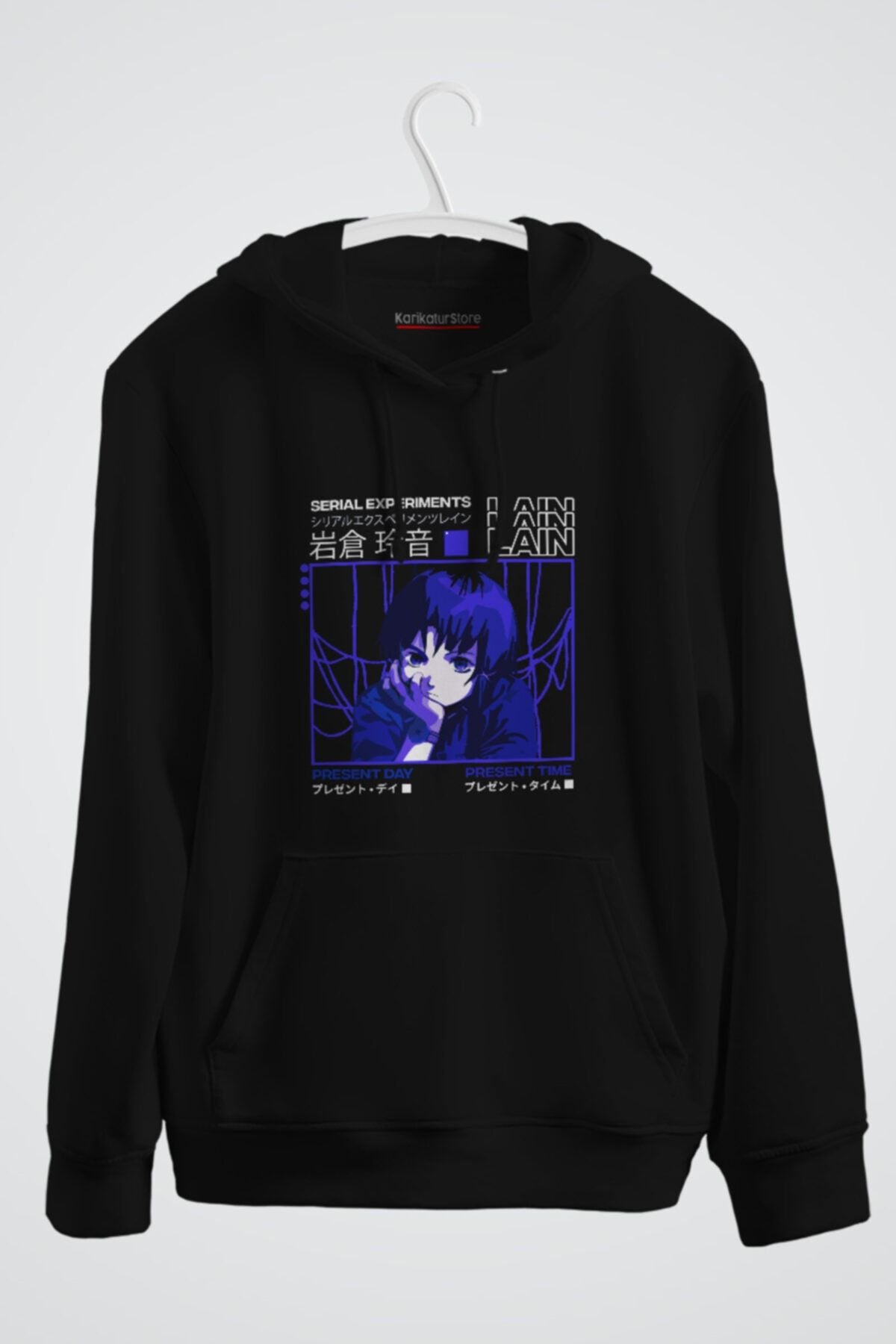 Serial Experiments Lain Darker Anime Baskılı Kapüşonlu Sweat