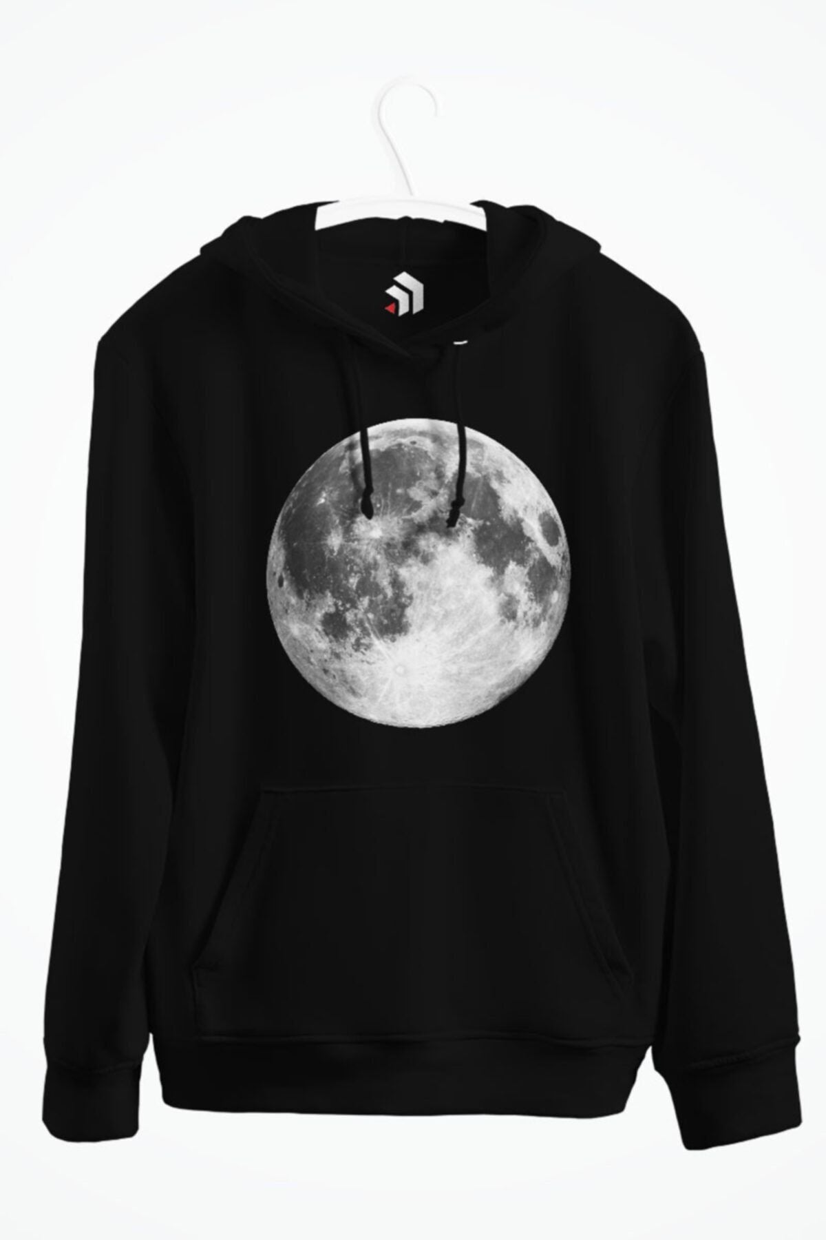 Full Moon Baskılı Kapşonlu Sweatshirt