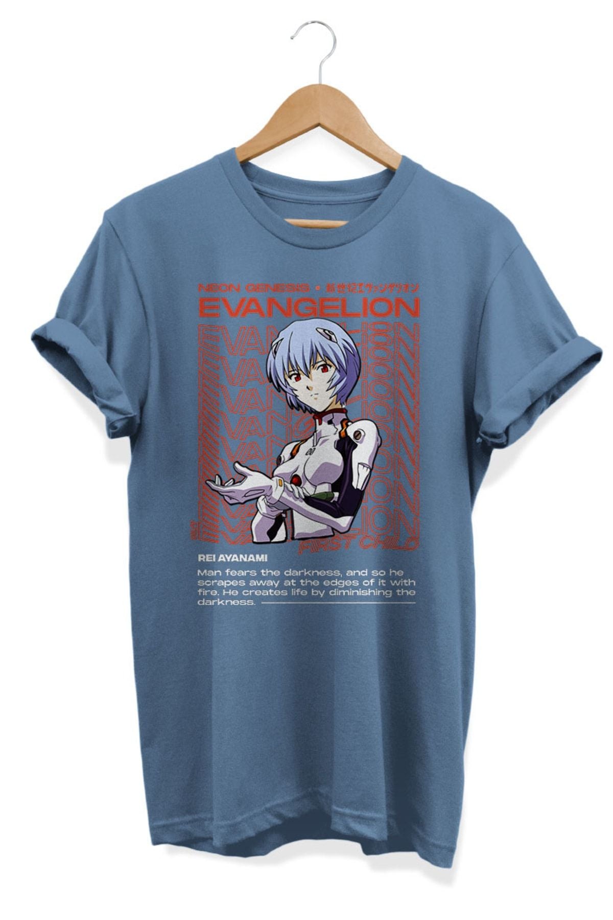 Rei Ayanami Evangelion Aesthetic Anime Baskılı Oversize Tişört