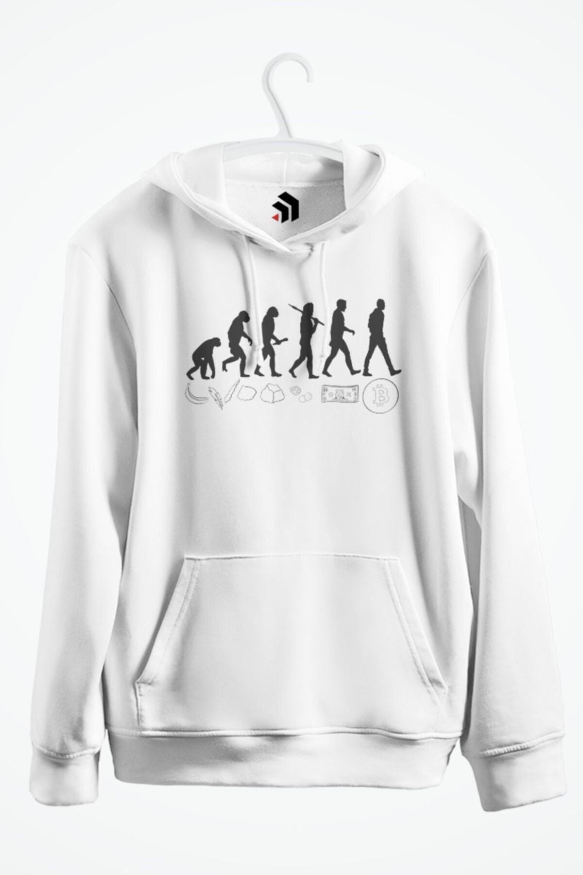 Money Evolution Bitcoin Revolution Baskılı Kapşonlu Sweatshirt