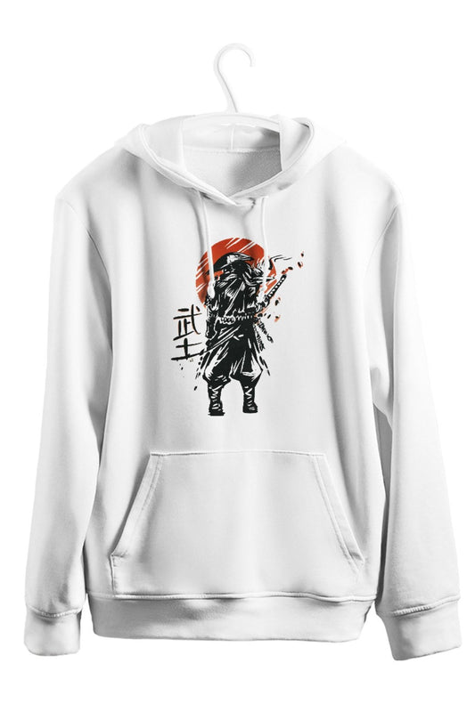 Samurai Warrior Japanese Baskılı Kapşonlu Sweatshirt