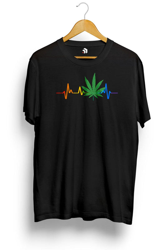 Heartbeat Weed Marijuana Lover Baskılı Tişört