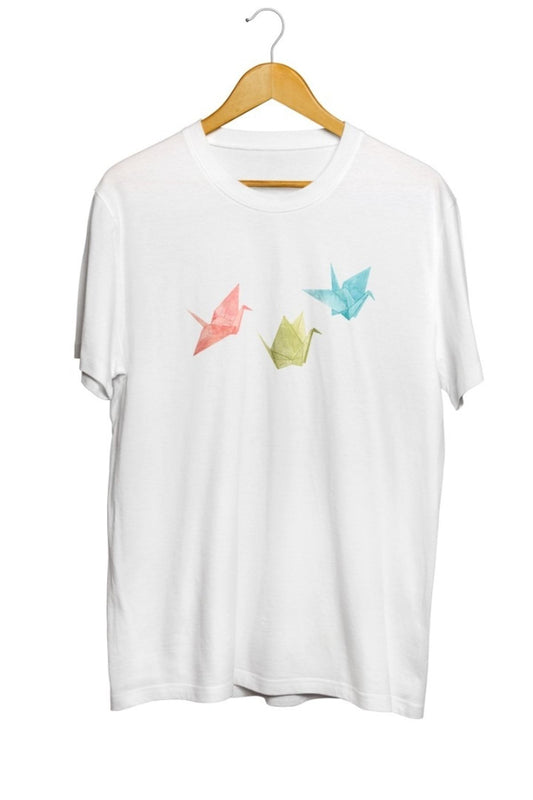 Origami Kuş Baskılı Unisex Tişört