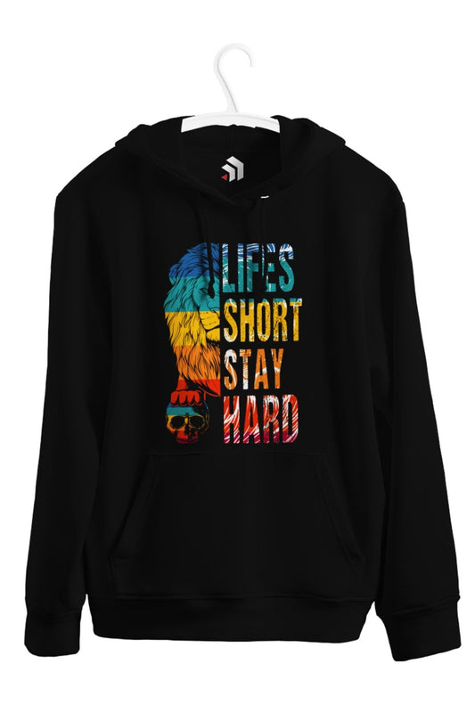 Lifes Short Stay Hard Baskılı Unisex Kapşonlu Sweat