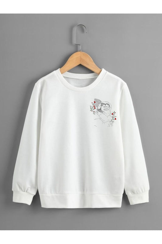 Çizgisel Kişiye Özel Fotoğraf Çizim Baskılı Sweatshirt