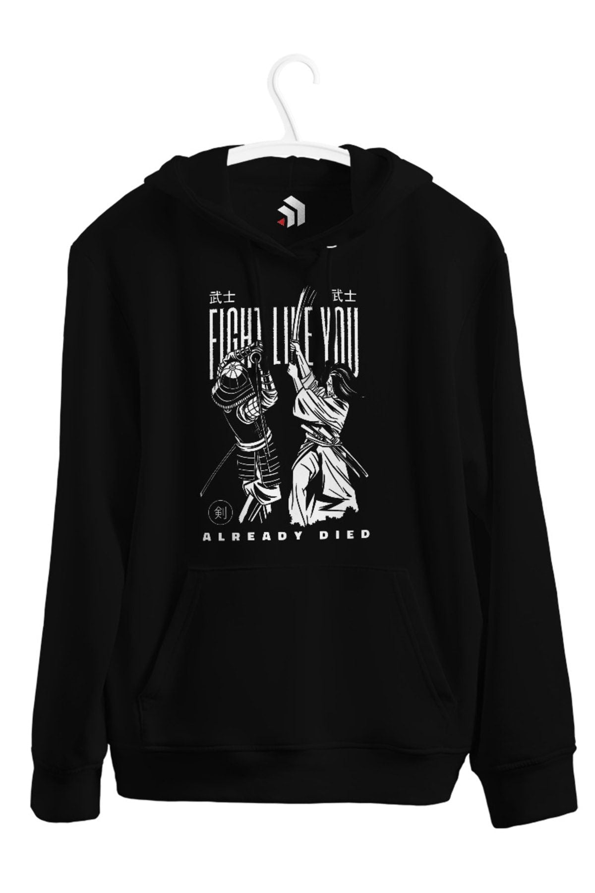 Samurai Warrior Fight Baskılı Unisex Kapşonlu