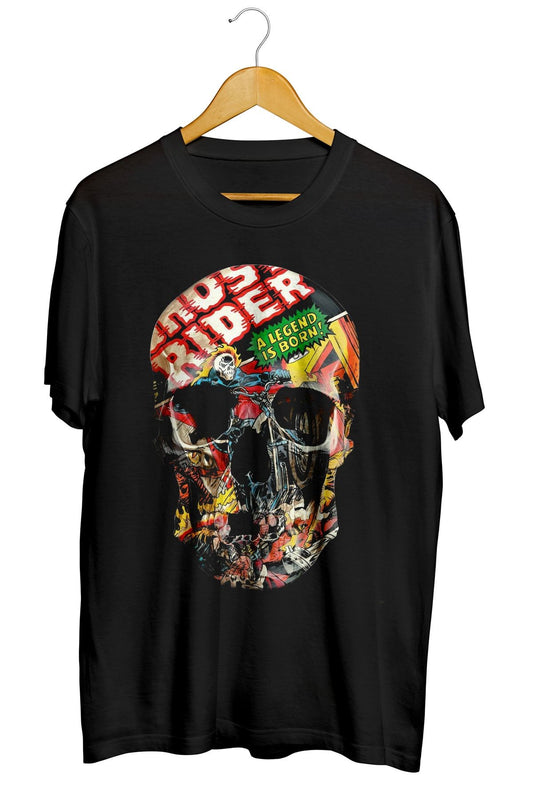 Rider Skull Baskılı Unisex Tişört