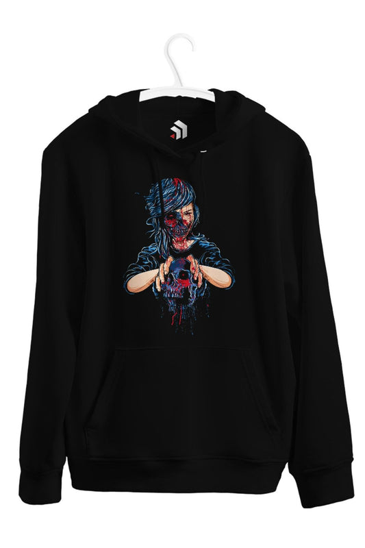Creepy Girl Anime Baskılı Unisex Kapşonlu