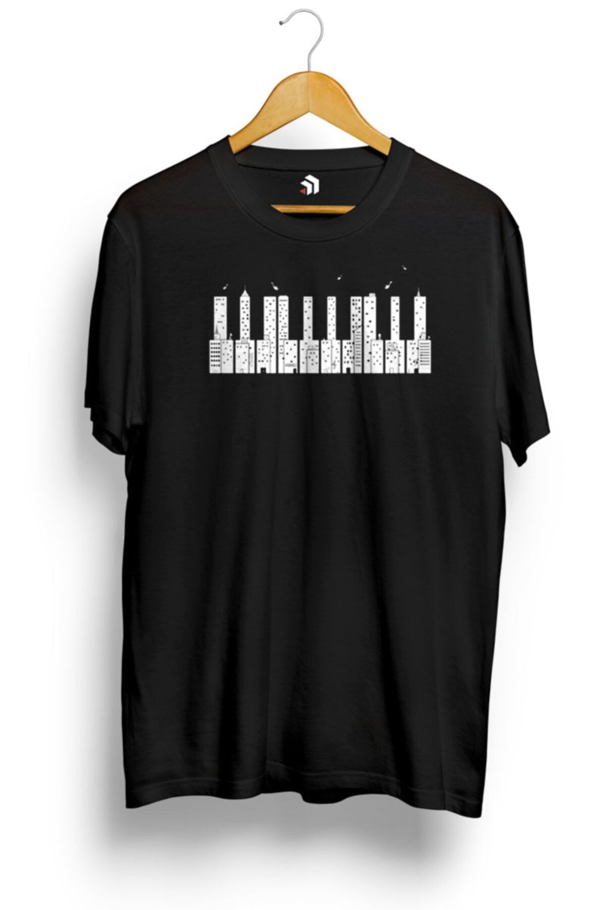 Piano Skyline Müzik Temalı Tişört