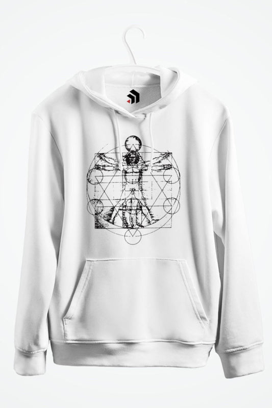Leonardo Da Vinci Vitruvian Baskılı Kapşonlu Sweatshirt